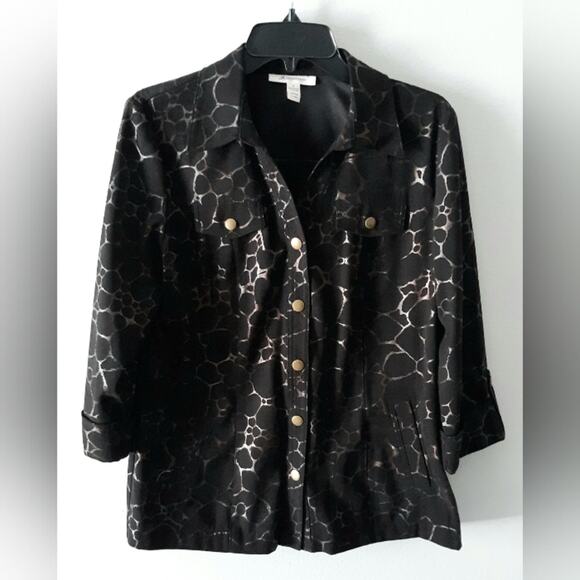JM Collection Metallic Animal Print Jacket - Picture 1 of 6